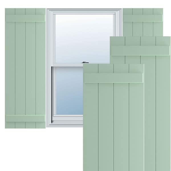 Ekena Millwork True Fit PVC, Four Board Joined Board-n-Batten Shutters, Seaglass, 21 1/2W x 49H, PR - TFP101BBF21X049SG