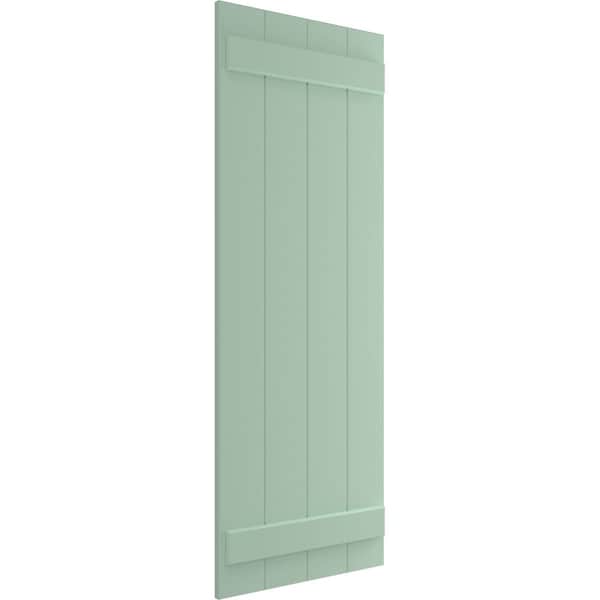 Ekena Millwork True Fit PVC, Four Board Joined Board-n-Batten Shutters, Seaglass, 21 1/2W x 49H, PR - TFP101BBF21X049SG