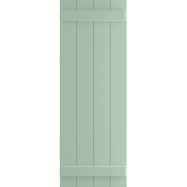 Ekena Millwork True Fit PVC, Four Board Joined Board-n-Batten Shutters, Seaglass, 21 1/2W x 49H, PR - TFP101BBF21X049SG