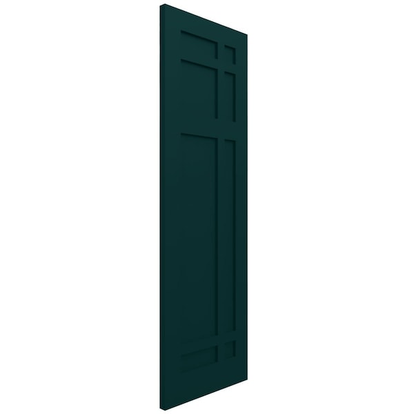 Ekena Millwork True Fit PVC San Juan Capistrano Mission Style Fixed Mount Shutters, Thermal Green, 12W x 54H, PR - TFP001SJ12X054FG
