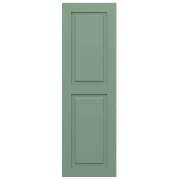 Ekena Millwork True Fit PVC, Two Equal Raised Panel Shutters, Track Green, 18W x 39H, PR - TFP101RPF18X039TG