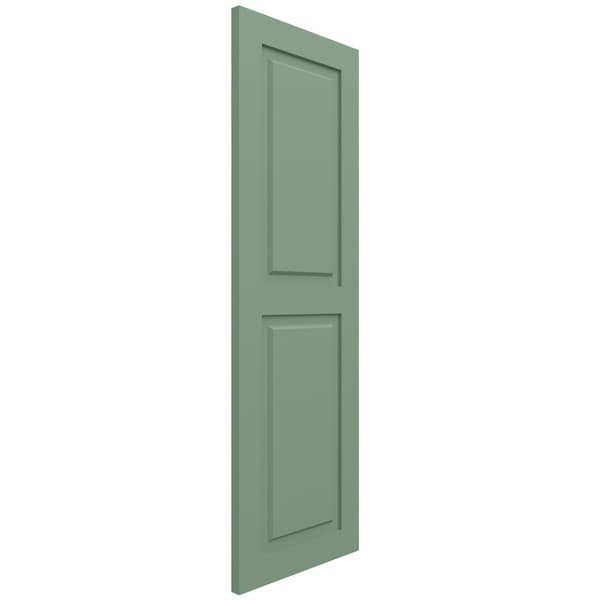 Ekena Millwork True Fit PVC, Two Equal Raised Panel Shutters, Track Green, 18W x 39H, PR - TFP101RPF18X039TG