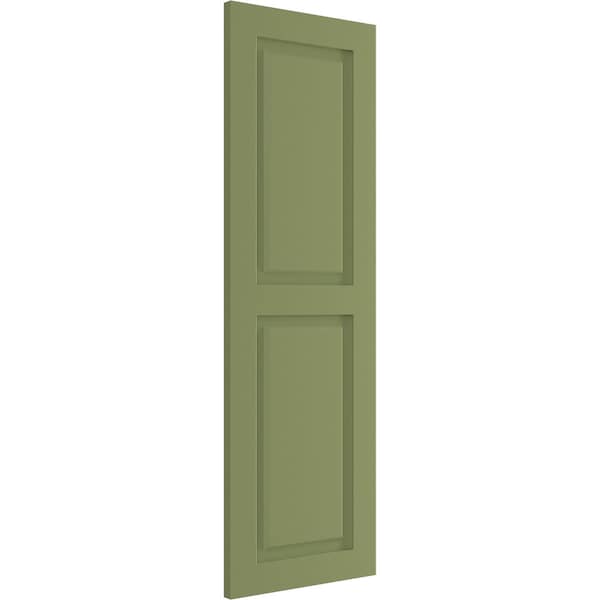 Ekena Millwork True Fit PVC Two Equal Raised Panel Shutters, Moss Green, 12W x 70H, PR - TFP101RPF12X070MG