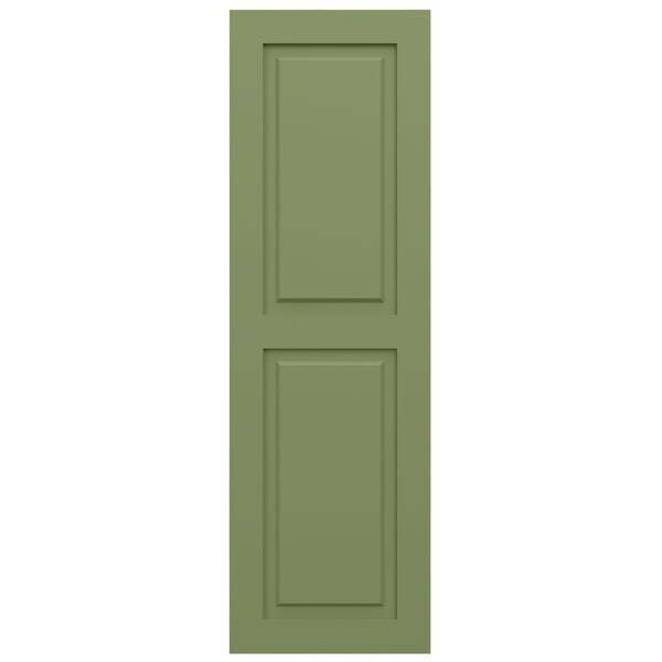 Ekena Millwork True Fit PVC Two Equal Raised Panel Shutters, Moss Green, 12W x 70H, PR - TFP101RPF12X070MG