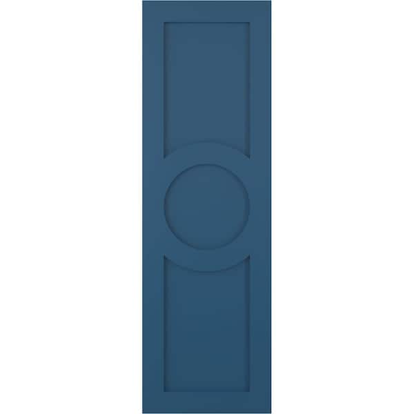 Ekena Millwork True Fit PVC Center Circle Arts & Crafts Fixed Mount Shutters, Sojourn Blue, 15W x 64H, PR - TFP001AC15X064HB