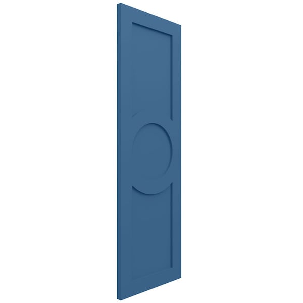 Ekena Millwork True Fit PVC Center Circle Arts & Crafts Fixed Mount Shutters, Sojourn Blue, 15W x 64H, PR - TFP001AC15X064HB