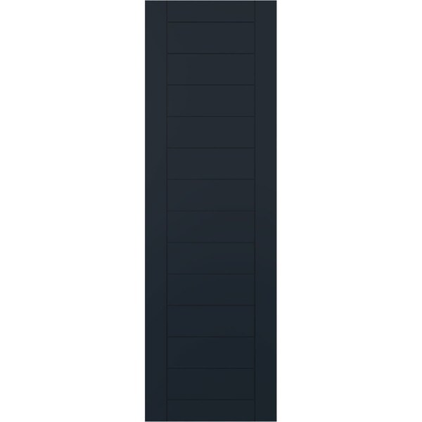 Ekena Millwork PVC Horizontal Slat Framed Modern Style Fixed Mount Shutters Starless Night Blue, 12W x 65H, PR - TFP001HF12X065OB