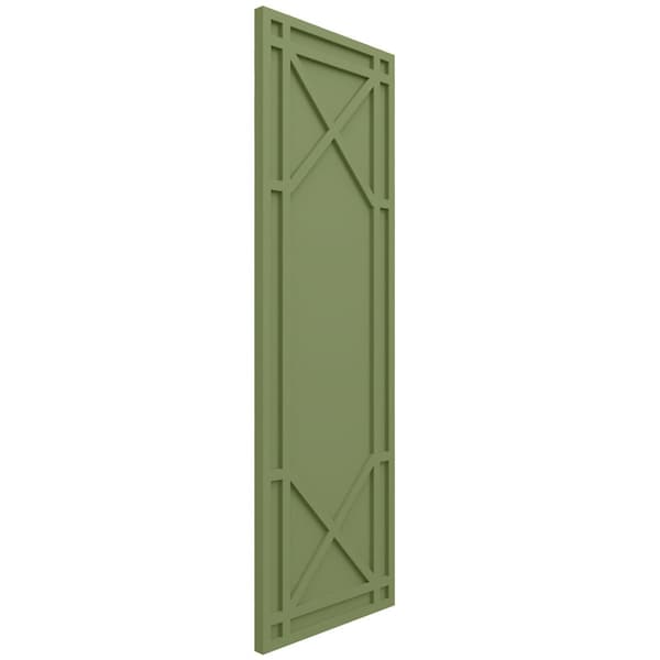 Ekena Millwork True Fit PVC Bungalow Fixed Mount Shutters, Moss Green, 15W x 42H, PR - TFP001BG15X042MG