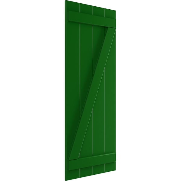 Ekena Millwork True Fit PVC Four Board Joined Board-n-Batten Shutters w/Z-Bar, Viridian Green , 21 1/2W x 74H, PR - TFP102BBF21X074HG