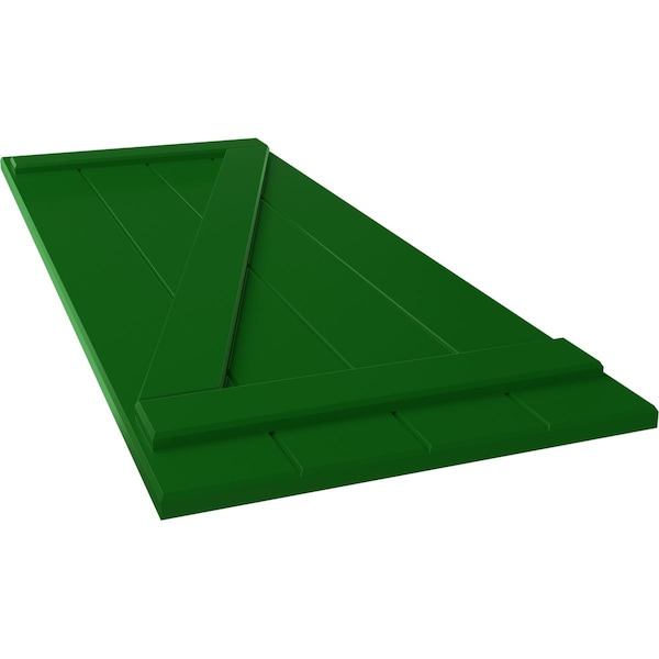 Ekena Millwork True Fit PVC Four Board Joined Board-n-Batten Shutters w/Z-Bar, Viridian Green , 21 1/2W x 74H, PR - TFP102BBF21X074HG