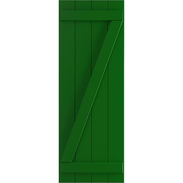 Ekena Millwork True Fit PVC Four Board Joined Board-n-Batten Shutters w/Z-Bar, Viridian Green , 21 1/2W x 74H, PR - TFP102BBF21X074HG