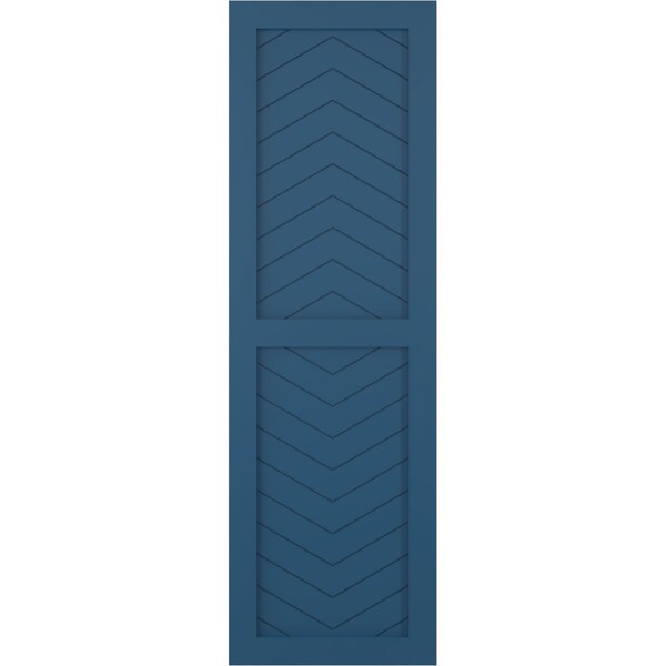 Ekena Millwork True Fit PVC Two Panel Chevron Modern Style Fixed Mount Shutters, Sojourn Blue, 15W x 72H, PR - TFP101CV15X072HB