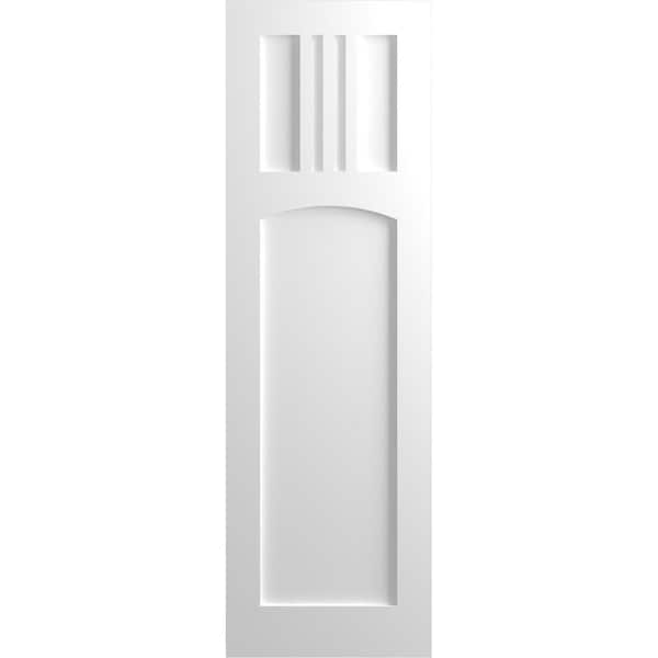 Ekena Millwork True Fit PVC San Miguel Mission Style Fixed Mount Shutters, White, 15W x 54H, PR - TFP001SM15X054WH