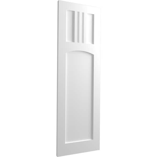 Ekena Millwork True Fit PVC San Miguel Mission Style Fixed Mount Shutters, White, 15W x 54H, PR - TFP001SM15X054WH