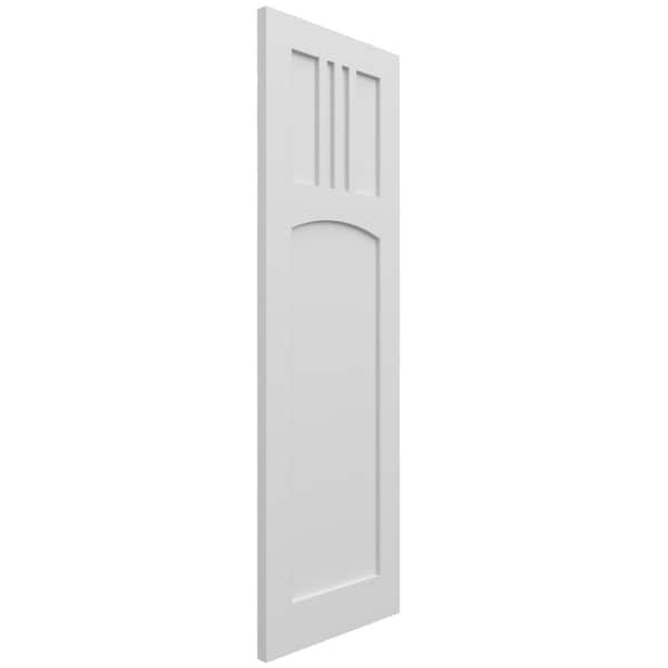 Ekena Millwork True Fit PVC San Miguel Mission Style Fixed Mount Shutters, White, 15W x 54H, PR - TFP001SM15X054WH