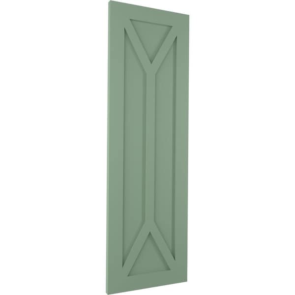 Ekena Millwork True Fit PVC San Carlos Mission Style Fixed Mount Shutters, Track Green, 18W x 72H, PR - TFP001SC18X072TG