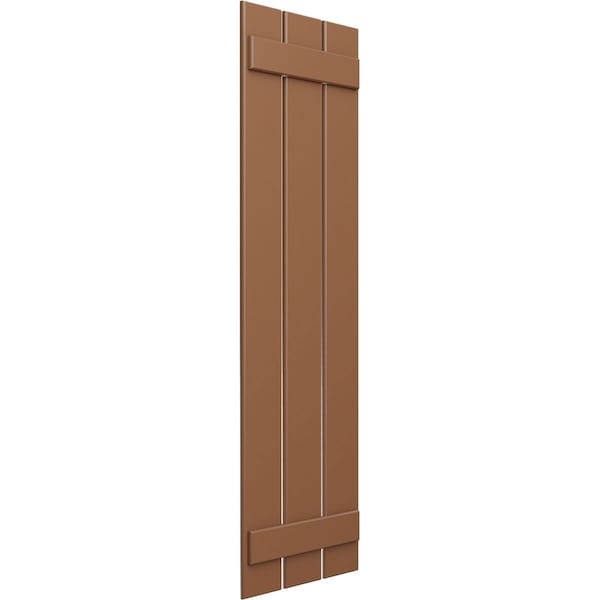 Ekena Millwork True Fit PVC, Three Board Spaced Board-n-Batten Shutters, Burnt Toffee , 17 1/8W x 52H, PR - TFP101SBF17X052BT