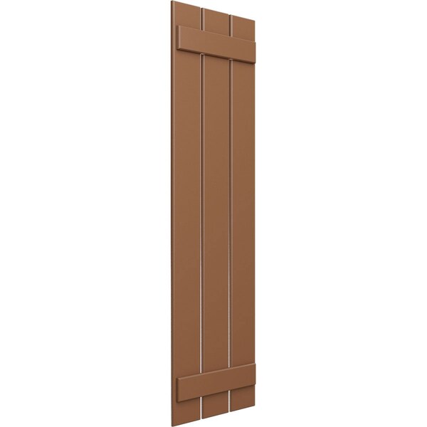 Ekena Millwork True Fit PVC, Three Board Spaced Board-n-Batten Shutters, Burnt Toffee , 17 1/8W x 52H, PR - TFP101SBF17X052BT