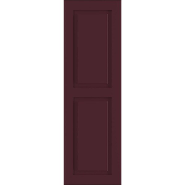 Ekena Millwork True Fit PVC, Two Equal Raised Panel Shutters, Wine Red, 15W x 72H, PR - TFP101RPF15X072WR