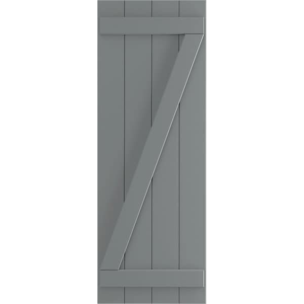 Ekena Millwork True Fit PVC Four Board Joined Board-n-Batten Shutters w/Z-Bar, Ocean Swell , 21 1/2W x 42H, PR - TFP102BBF21X042CH