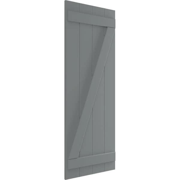 Ekena Millwork True Fit PVC Four Board Joined Board-n-Batten Shutters w/Z-Bar, Ocean Swell , 21 1/2W x 42H, PR - TFP102BBF21X042CH