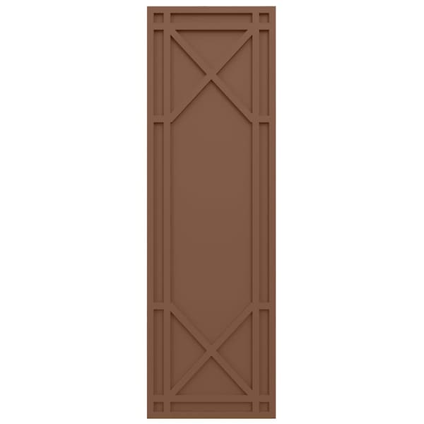 Ekena Millwork True Fit PVC Bungalow Fixed Mount Shutters, Burnt Toffee, 18W x 57H, PR - TFP001BG18X057BT