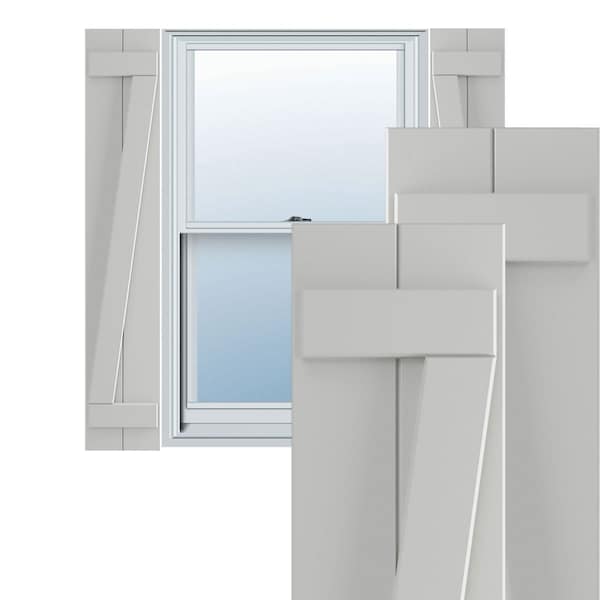 Ekena Millwork True Fit PVC Two Board Joined Board-n-Batten Shutters w/Z-Bar, Hailstorm Gray , 10 3/4W x 72H, PR - TFP102BBF11X072ST