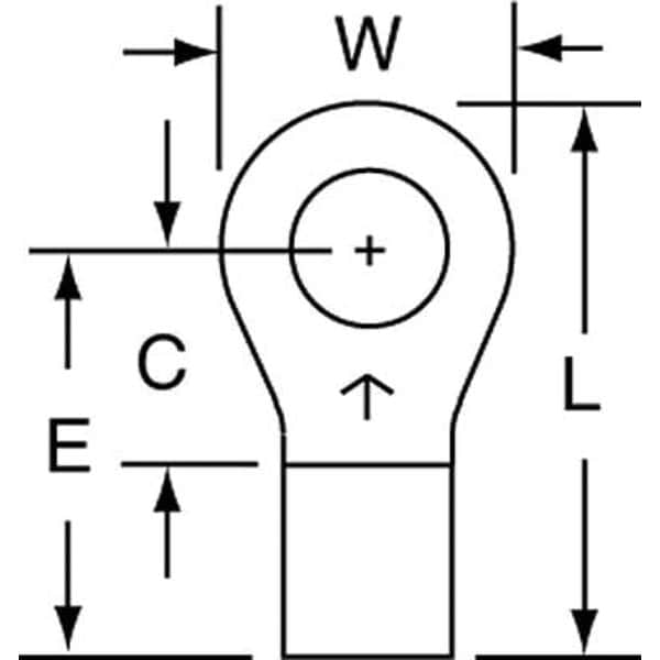 Terminal de anillo no aislado de calibre 12-10 AWG con perno #10, paquete de 500 unidades - M10-10RK