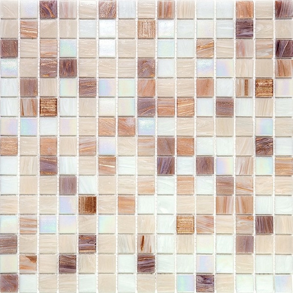 Apollo Tile Mingles 12 in. x 12 in. Glossy White and Brown Glass Mosaic Wall and Floor Tile 20 sqft/case, 20PK - NAVAJO MIX 1A