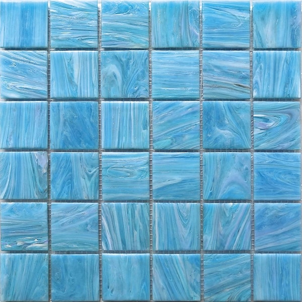 Apollo Tile Celestial 12 in. x 12 in. Glossy Sky Blue Glass Mosaic Wall and Floor Tile 10 sq. ft./case 10-pack - APL2ST88BL545