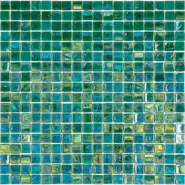 Apollo Tile Skosh 11.6 in. x 11.6 in. Glossy Grenn-Blue Glass Mosaic Wall and Floor Tile 18.69 sqft/case, 20PK - APLNB88GN429A