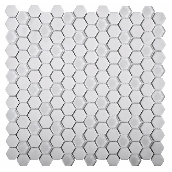 Apollo Tile Cotton White 11.8 in x 12 in Recycled Glass Matte Floor and Wall Mosaic Tile 4.92 sqft/case, 5PK - APLVRE8801A