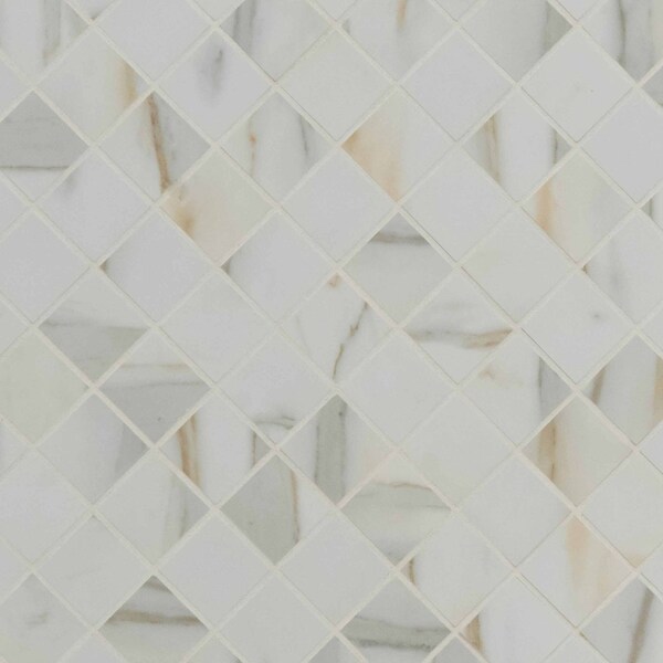 Msi Calacatta Ivory 12 In. X 12 In. X 10 Mm Polished Porcelain Mesh-Mounted Mosaic Tile, 8PK - ZOR-PT-0399