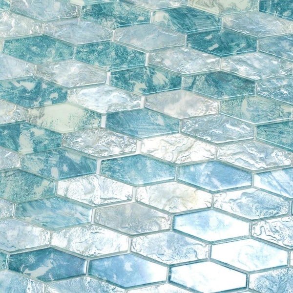 Apollo Tile Verre 10.63 in. x 11.7 in. Matte Blue Glass Mosaic Wall and Floor Tile 8.6 sq ft/case - 10 pack - SEA88EL05AQA