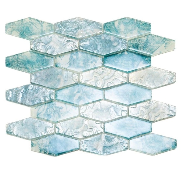 Apollo Tile Verre 10.63 in. x 11.7 in. Matte Blue Glass Mosaic Wall and Floor Tile 8.6 sq ft/case - 10 pack - SEA88EL05AQA