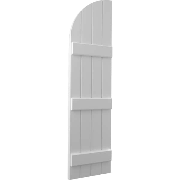 Ekena Millwork Americraft 4-Board (3 Batten) Wood Joined Board-n-Batten Shutters w/ Arch Top, ARW401BQ414X76PRH - ARW401BQ414X76PRH