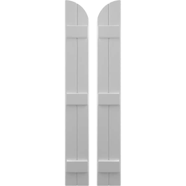 Ekena Millwork Americraft 2-Board (3 Batten) Wood Joined Board-n-Batten Shutters w/ Arch Top, ARW401BQ207X54PRH - ARW401BQ207X54PRH