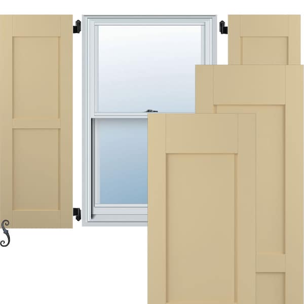Ekena Millwork Americraft 2 Equal Flat Panel Exterior Real Wood Shutters, RW101FP15X60NTH, PR - RW101FP15X60NTH