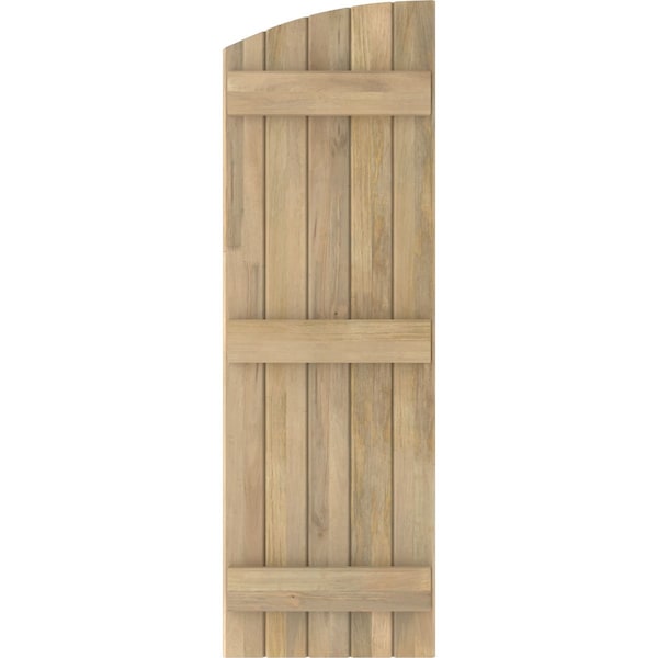 Ekena Millwork Americraft 5-Board (3 Batten) Wood Joined Board-n-Batten Shutters w/Ellipt Top, ARW401BE518X43UNH, PR - ARW401BE518X43UNH
