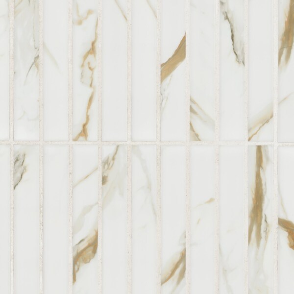 Msi Calacatta Gold Stack Pattern 12in x 12in Matte Porcelain Mosaic Floor And Wall Tile, 15PK - ZOR-MD-0650