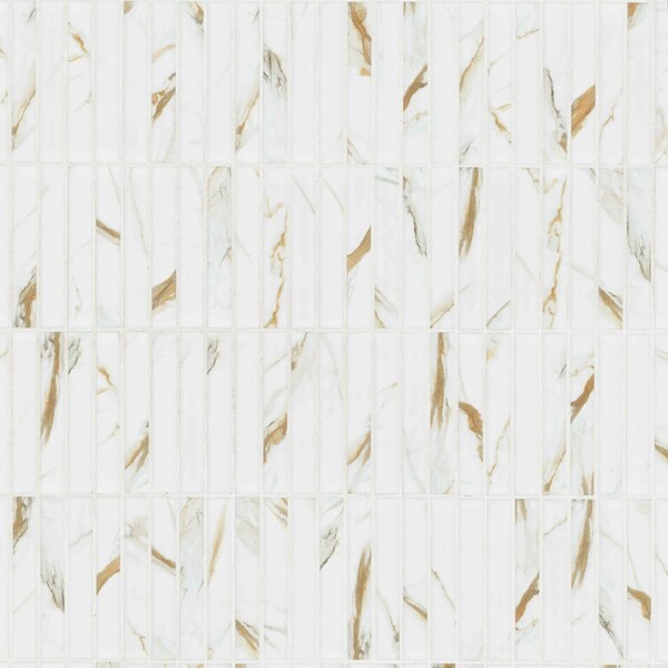 Msi Calacatta Gold Stack Pattern 12in x 12in Matte Porcelain Mosaic Floor And Wall Tile, 15PK - ZOR-MD-0650