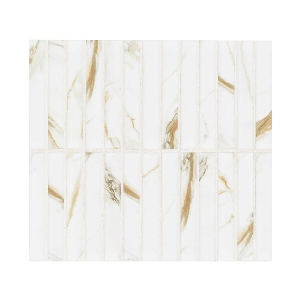 Msi Calacatta Gold Stack Pattern 12in x 12in Matte Porcelain Mosaic Floor And Wall Tile, 15PK - ZOR-MD-0650
