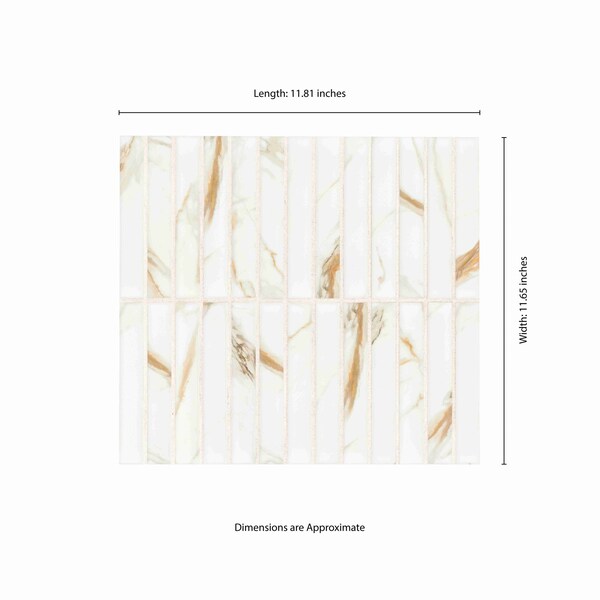 Msi Calacatta Gold Stack Pattern 12in x 12in Matte Porcelain Mosaic Floor And Wall Tile, 15PK - ZOR-MD-0650