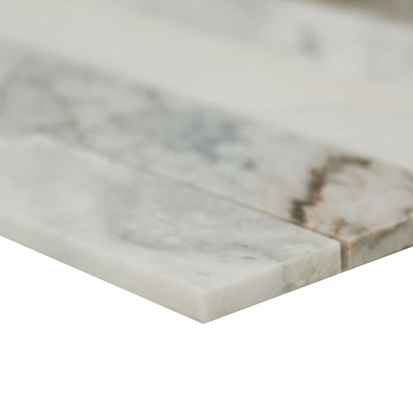 Msi Arabescato Venato White 11.73 in X 11.73 in Stack Honed Marble Mesh Mounted Mosaic Tile, 10PK - ZOR-MD-0587