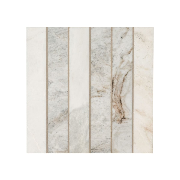 Msi Arabescato Venato White 11.73 in X 11.73 in Stack Honed Marble Mesh Mounted Mosaic Tile, 10PK - ZOR-MD-0587