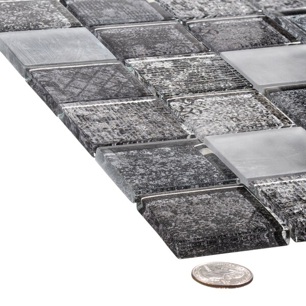 Andova Tiles SAMPLE-Elwood 2 in. x 2 in. Glass Grid Mosaic Wall Tile - SAM-ANDELW877