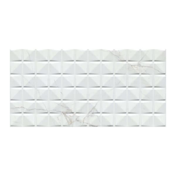 Msi Dymo Calacatta Chex White 12in X 24in Glossy Ceramic Wall Tile, 480PK - ZOR-PT-0878P
