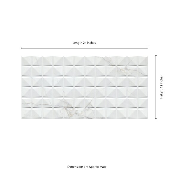 Msi Dymo Calacatta Chex White 12in X 24in Glossy Ceramic Wall Tile, 480PK - ZOR-PT-0878P