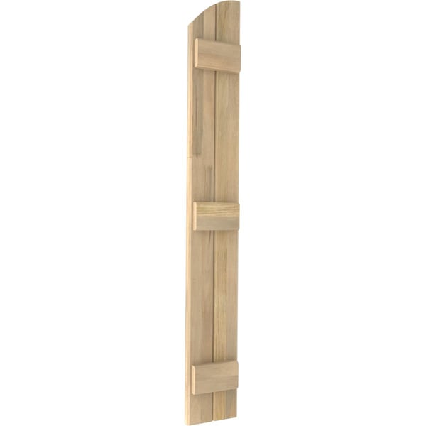 Ekena Millwork Americraft 2-Board (3 Batten) Wood Joined Board-n-Batten Shutters w/Ellipt Top, ARW401BE207X63UNH, PR - ARW401BE207X63UNH