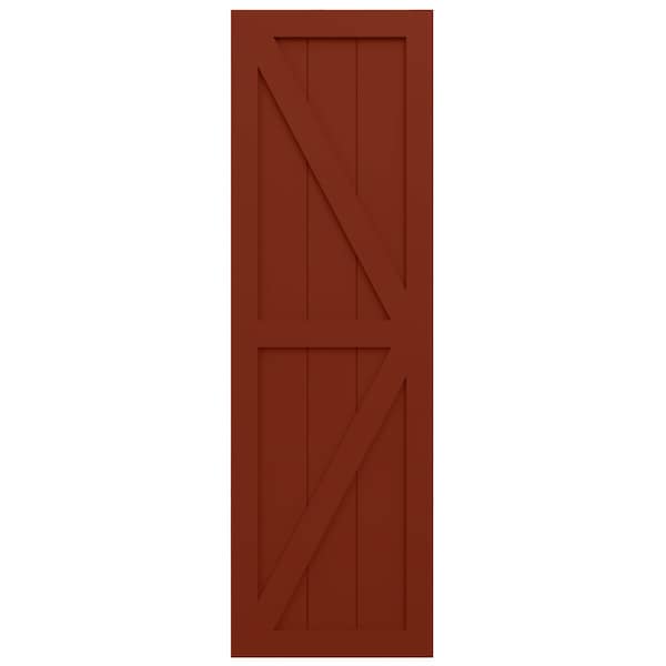 Ekena Millwork True Fit PVC Two Equal Panel Farmhouse Fixed Mount Shutters w/ Z-Bar, Pepper Red , 15W x 64H, PR - TFP102FH15X064MR